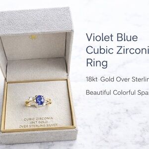 Violet Blue Cubic Zirconia Ring in Gold and Silver